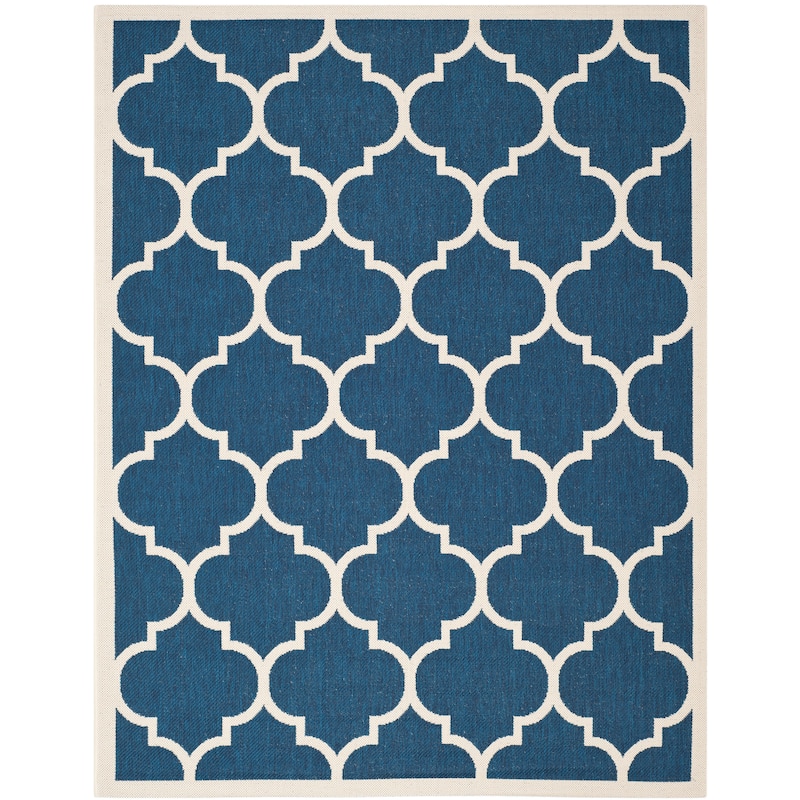 SAFAVIEH Courtyard Kathy Indoor/ Outdoor Waterproof Patio Backyard Rug - 8' x 10' - Navy/Beige