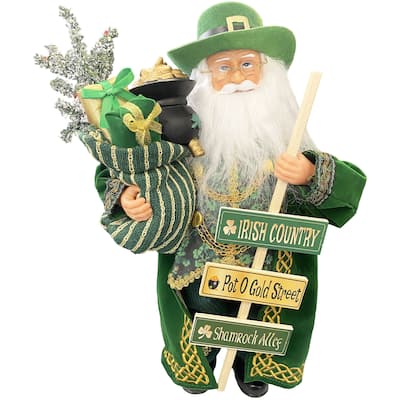 15" Pot O' Gold Irish Santa