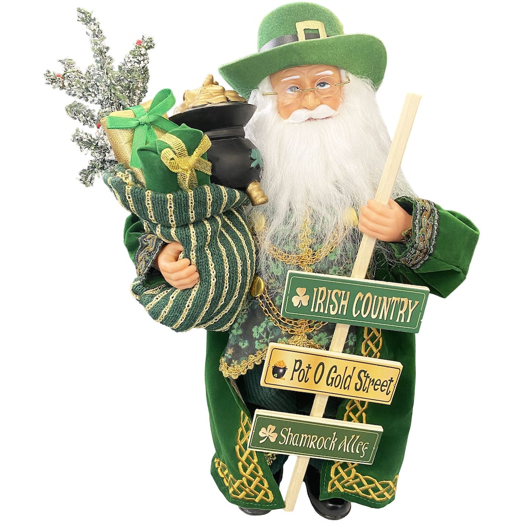 15" Pot O' Gold Irish Santa