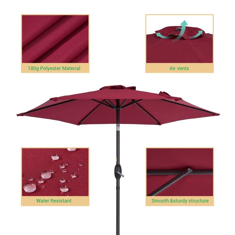 LIVOOSUN 7.5ft Steel Patio Market Umbrella Tilt System