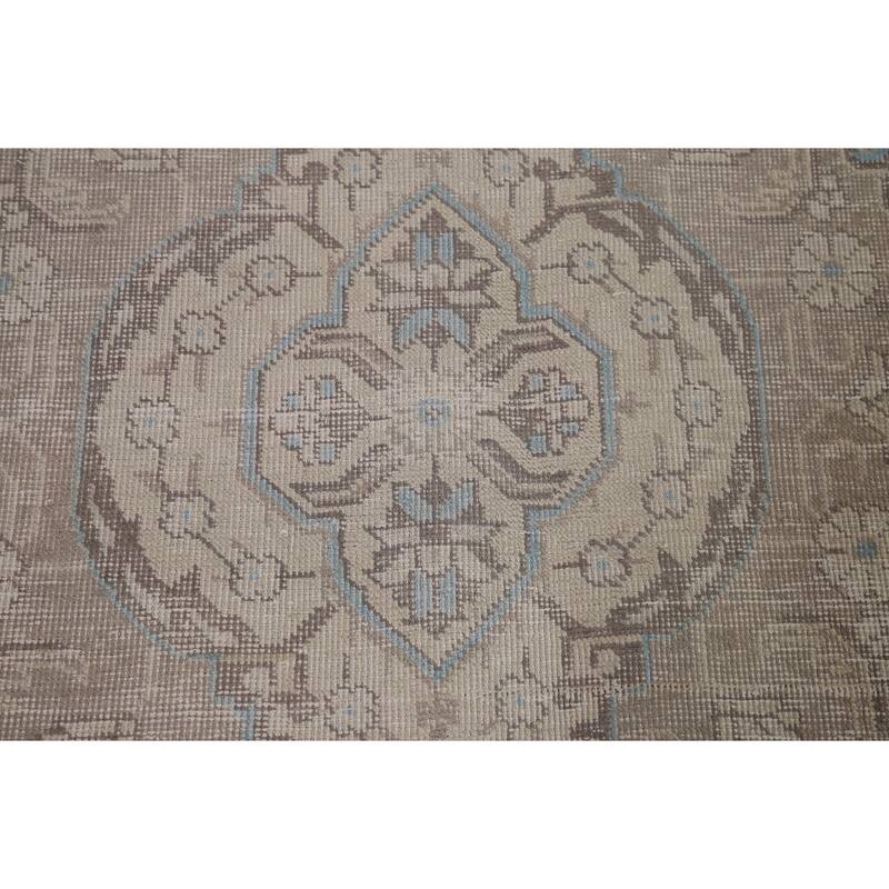 Distressed Traditional Tabriz Persian Vintage Rug Handmade Wool Carpet - 9'7" x 12'4"