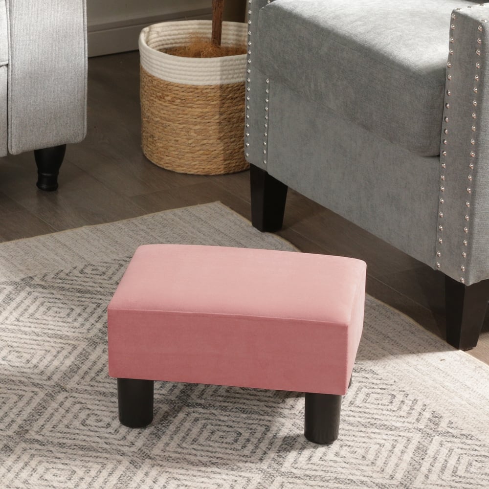 Adeco Small Rectangular Ottoman Footrest Stool Chair