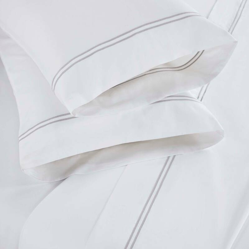 Superior Fieldstone Cotton Two-Line Embroidered Bed Sheet Set