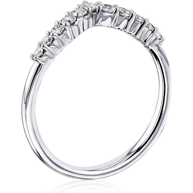 Kobelli 0.2 Carats Lab Grown Diamond 14k Solid White Gold V-Shaped Mini Chevy Wedding Band