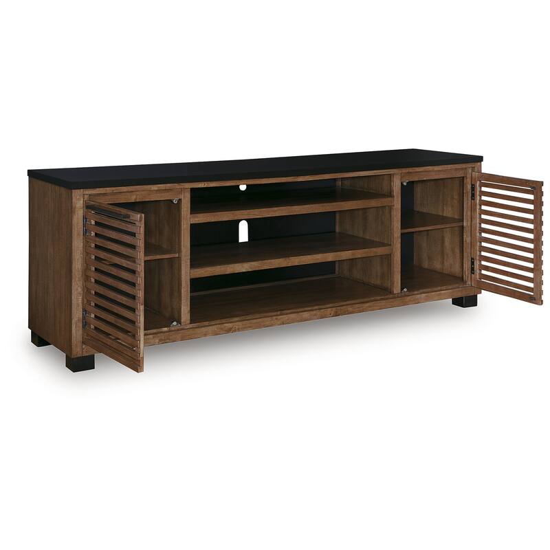 Signature Design by Ashley Kallari Warm Brown/Black 84" TV Stand for TVs up to 96" - 83"W x 20"D x 29"H