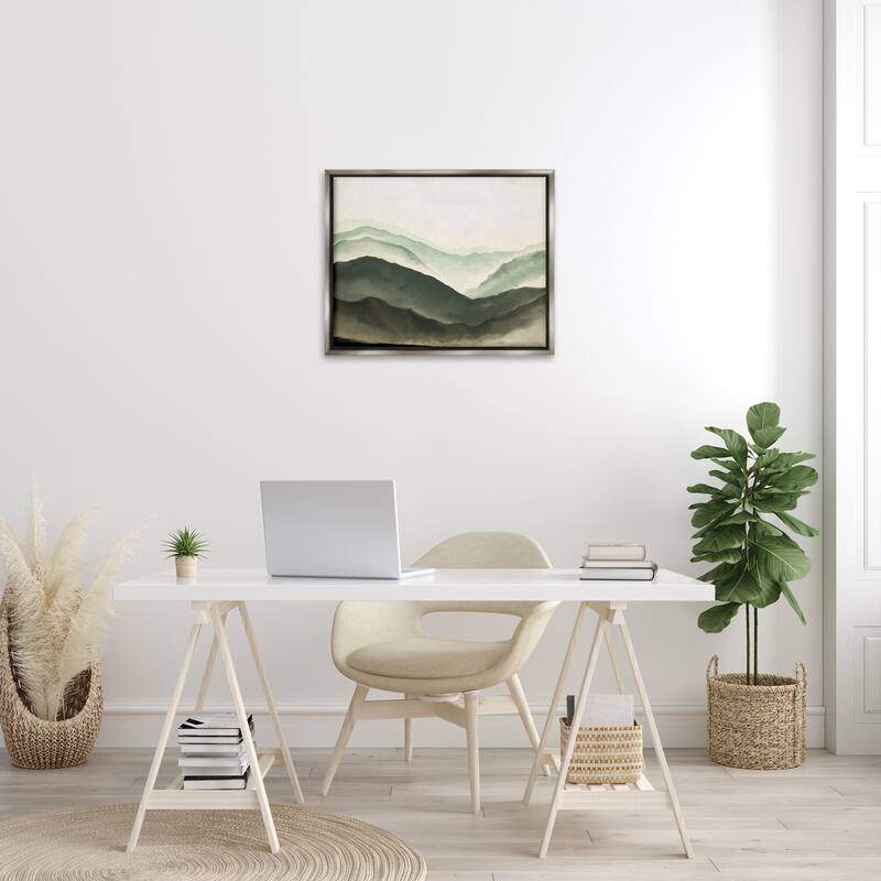 Stupell Misty Mountain Range Atmospheric Landscape Watercolor Painting Floater Frame - Green