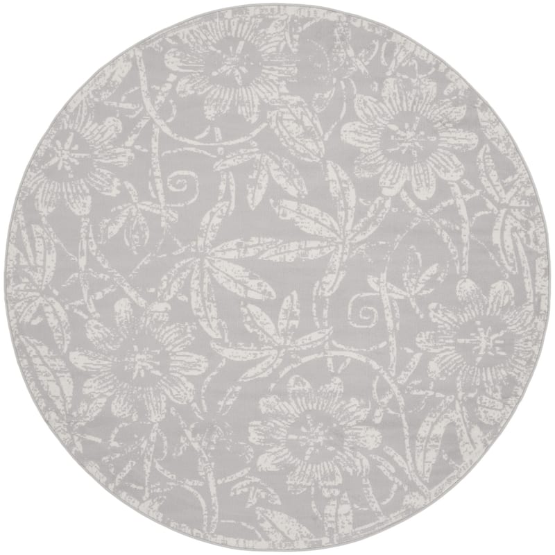 Power Loomed Distressed Geometric Floral Traditional Stain Resistant Area Rug - 60' X '60' X '0.39