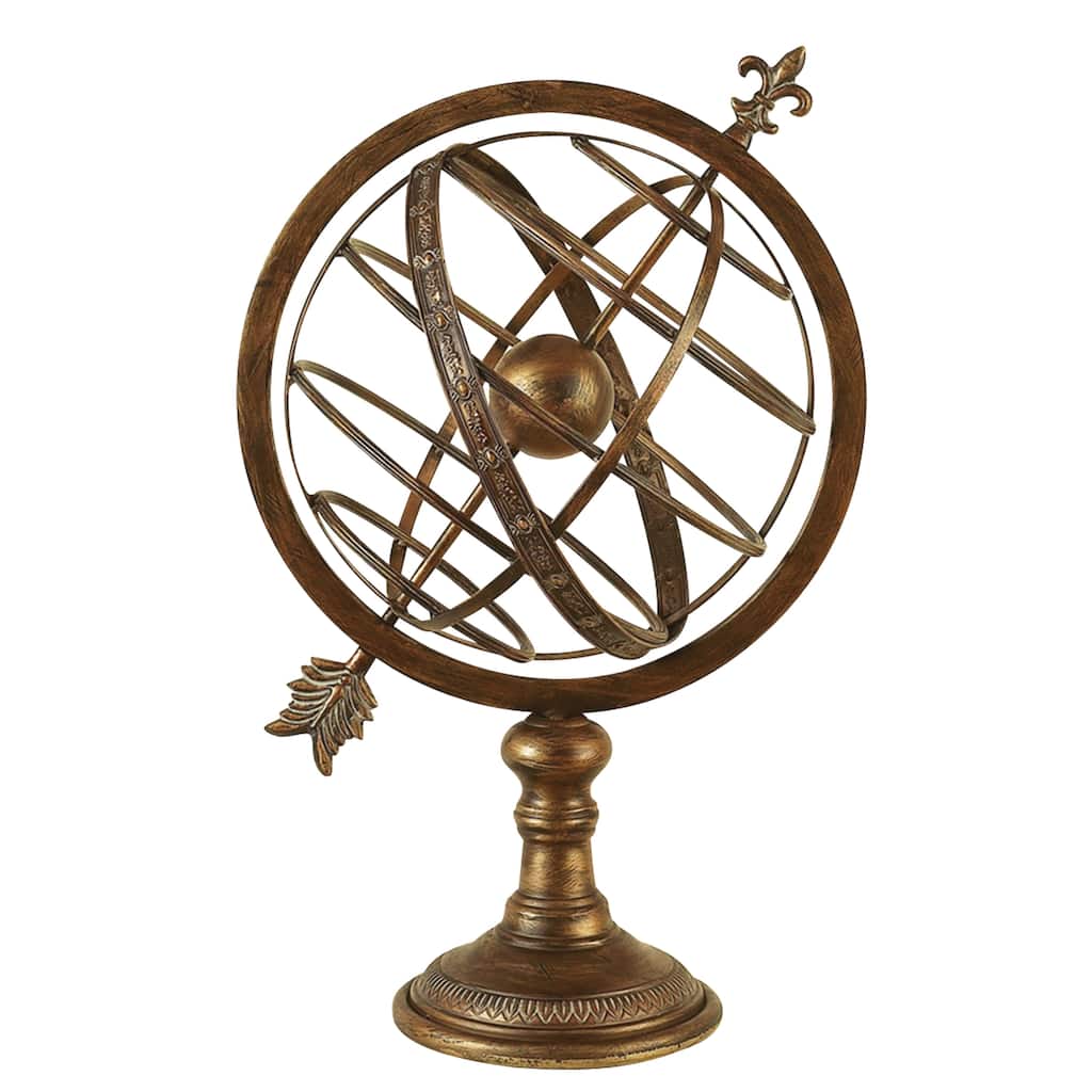 Metal Compass Armillary Globe - Brass - Roche River Decor - 14"W x 17"L x 25"H