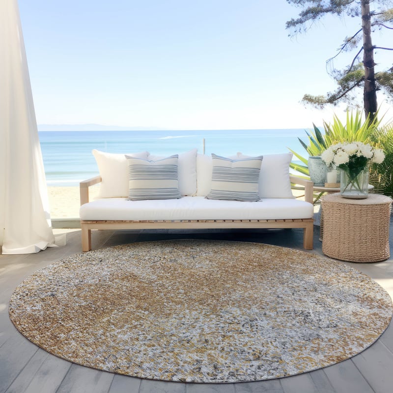 Machine Washable Indoor/ Outdoor Chantille Solid Contemporary Rug - Terracotta - 8' x 8'
