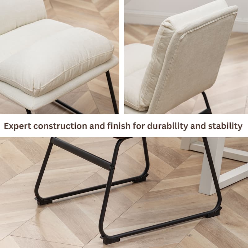 Trestle Dining Table Set with 4 White Upholstered Side Chairs