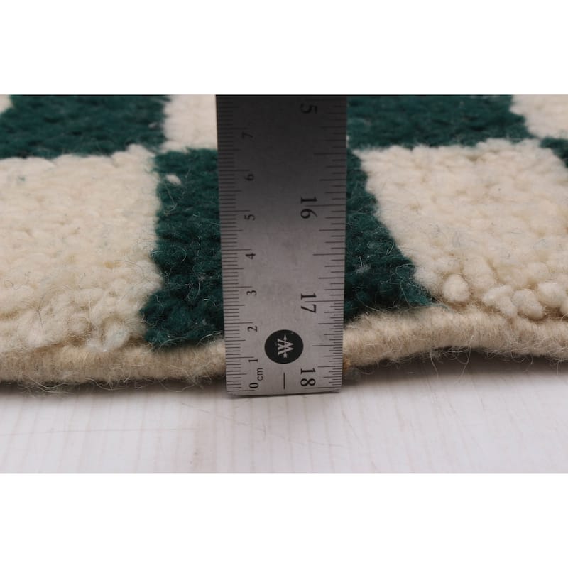 ECARPETGALLERY Hand-knotted Beni Ourain Green, Ivory Wool Rug - 5'8 x 7'9