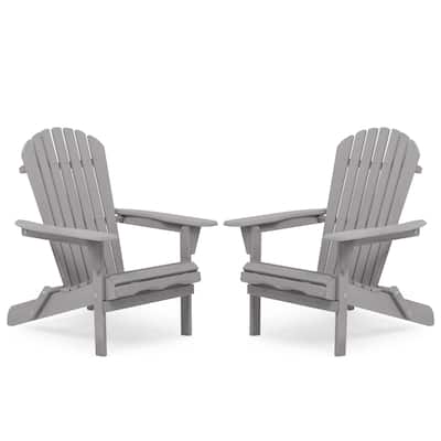 Solid Wood Folding Adirondack Chair with Wide Armrests Set of 2 - 19.5” W x 31” D x 36” H