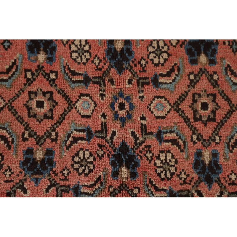 Brown & Pink Mahal Persian Vintage Rug Handmade Wool Carpet - 9'11"x 12'10"