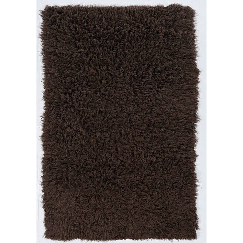 Cocoa Flokati Thick Wool Area Rug (3'6" x 5'6") - 3'6" x 5'6"