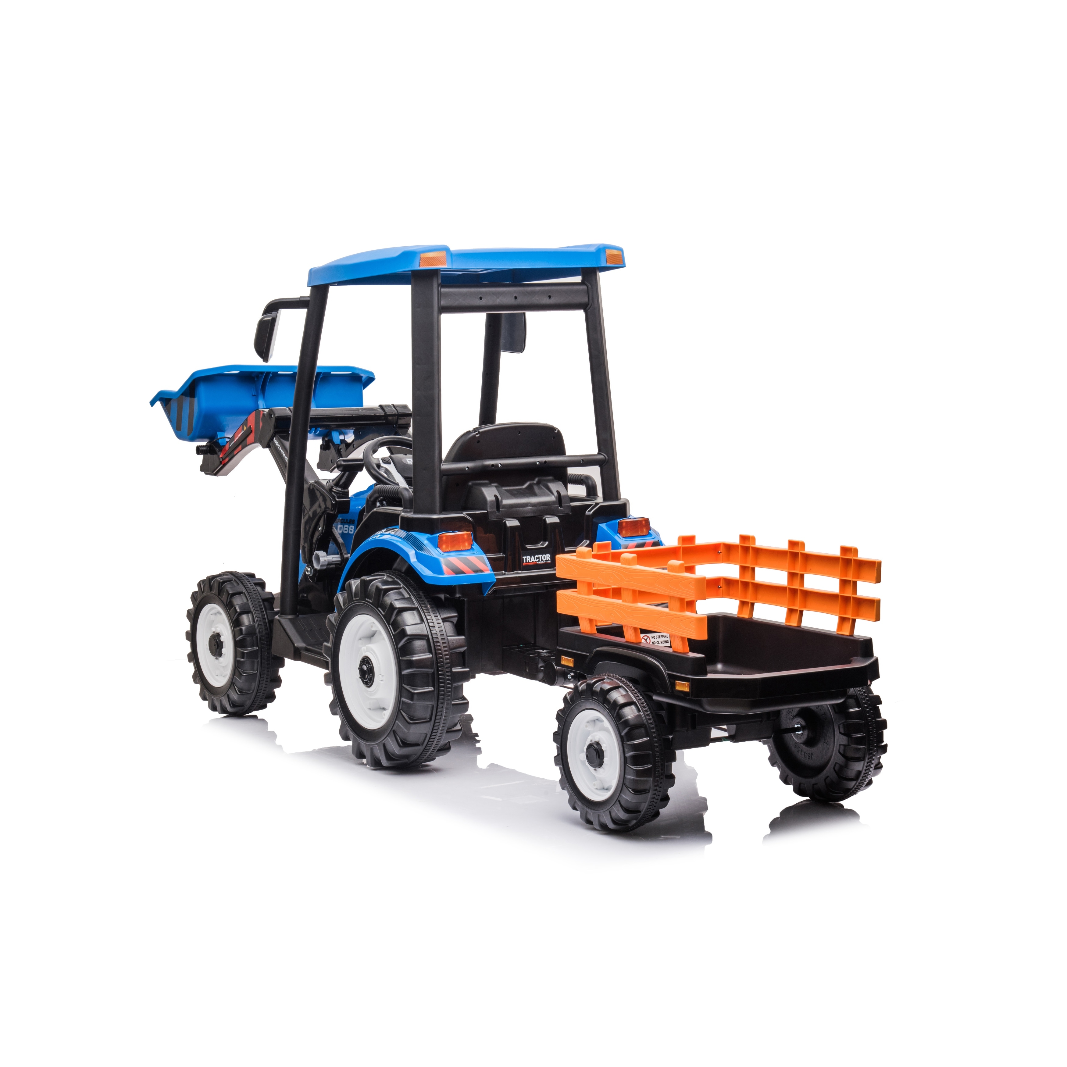 Kids 24V Ride On Pedal Tractor with Working Loader Backhoe Digger and Trailer Battery Powered 3 in 1 Vehicle Bed Bath Beyond 41653527