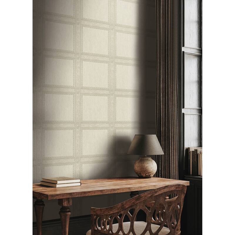 Chris Loves Julia x A-Street Prints Moorland Ivory Wood Panel Wallpaper