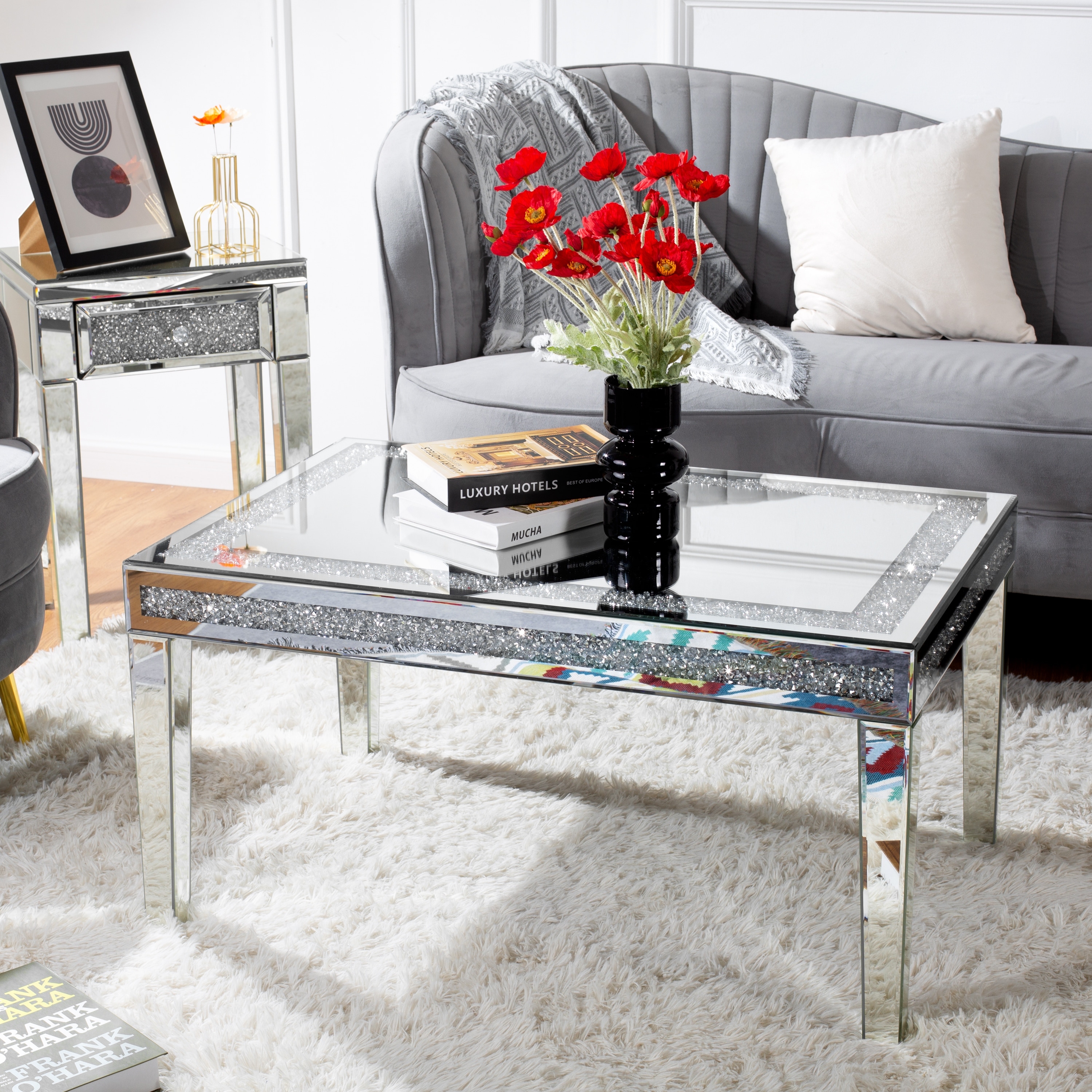Crystal top side table