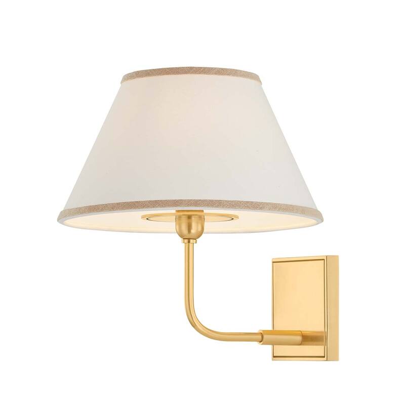 Hudson Valley Lighting 7421 Durland 11" Tall Wall Sconce with Linen - Aged Brass