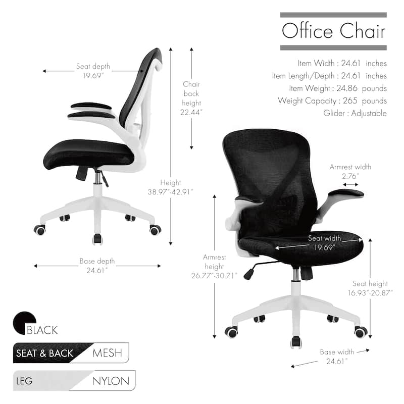 Porthos Home Cole Ergonomic Mesh Office Chair with Nylon Base and Tilt Mechanism