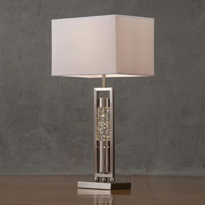 Modern Design Table Lamp 1pc Sparkling Decorative Home Decor Designer Table Lamp, Water Dancing Light, Satin Night Light - Nickel