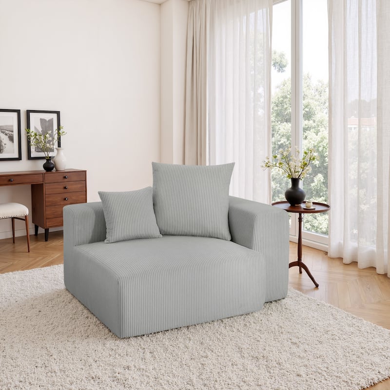 51"W Oversized Modular No Assembly Corduroy Accent Corner Chair