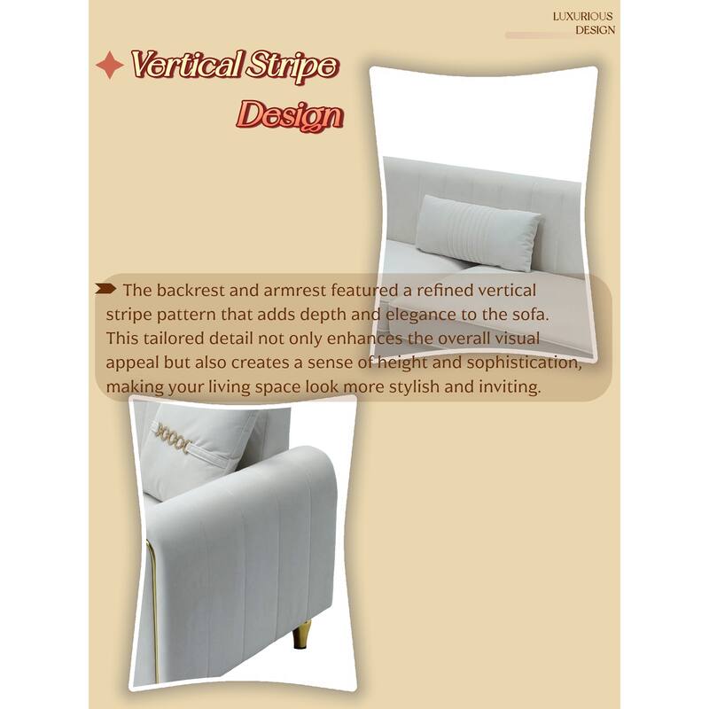 87.4" Luxury Loveseat Sofa with Metal Legs, Round Arms