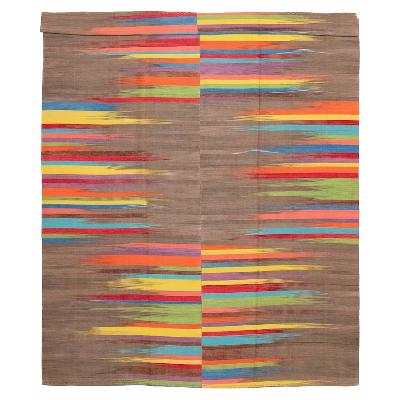 ECARPETGALLERY Flat-Weave Ankara FW Taupe Wool Kilim - 9'9 x 12'10 - Taupe - 9'9 x 12'10