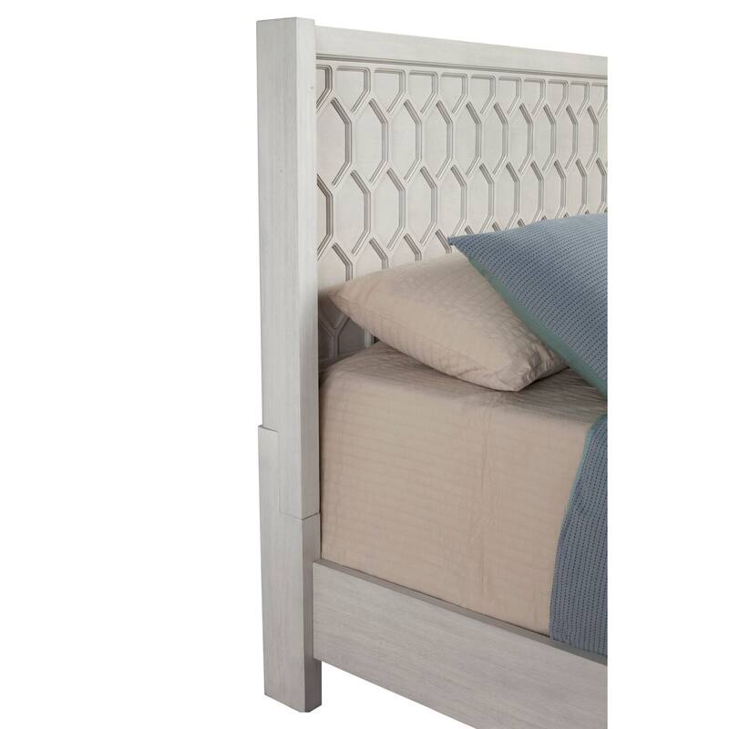 Full Size Bed with Panel Headboard - Light Grey Finish - Modern Bedroom Furniture