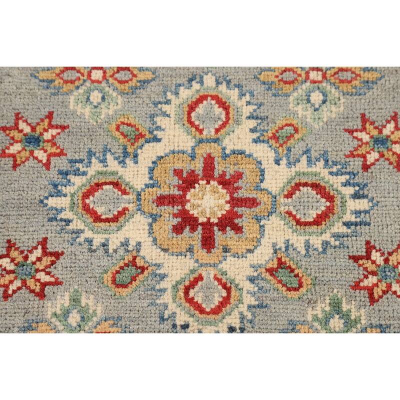 Geometric Kazak Oriental Runner Rug Hand-Knotted Wool Carpet - 2'1" x 5'9"
