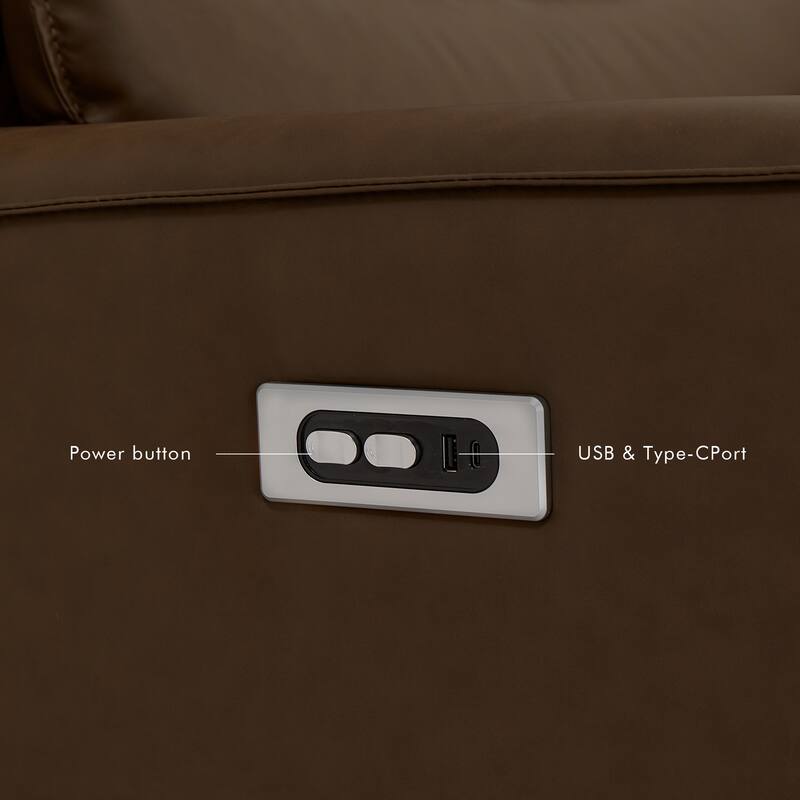 94.5'' W Faux Leather Dual-Power Oversized Width Seat Loveseat with Wireless Charging, Reading Light