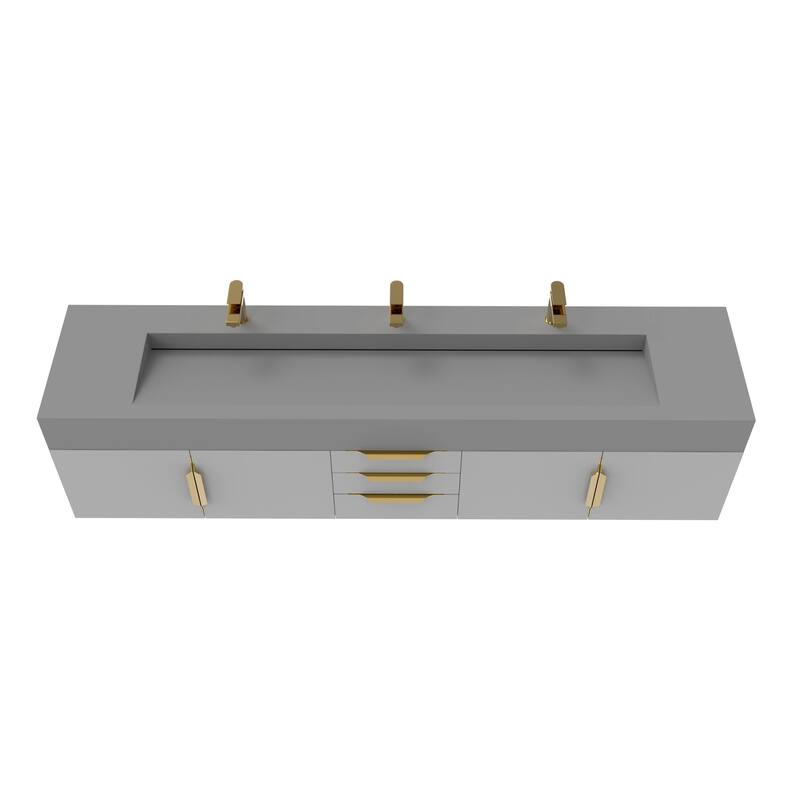 Nile 84" Wall Mounted Bathroom Vanity Set gr/ Gray Top