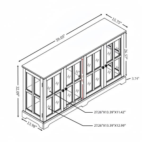 dimension image slide 1 of 3, GDFStudio - Traditional Storage Curio Cabinet with Tempered Glass Doors and Lighted Display
