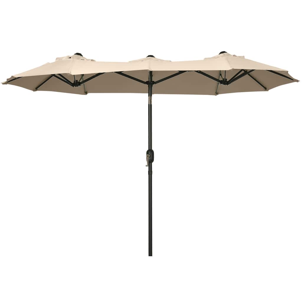 9.5FT Double-sided Outdoor Patio Umbrella with Tilt, Crank & Air Vents for Garden, Deck, Pool