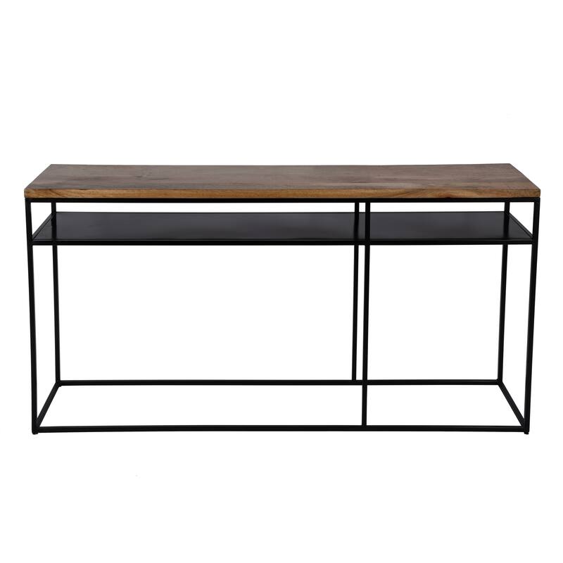 Sutton 63" Iron and Wood Console Table with Storage