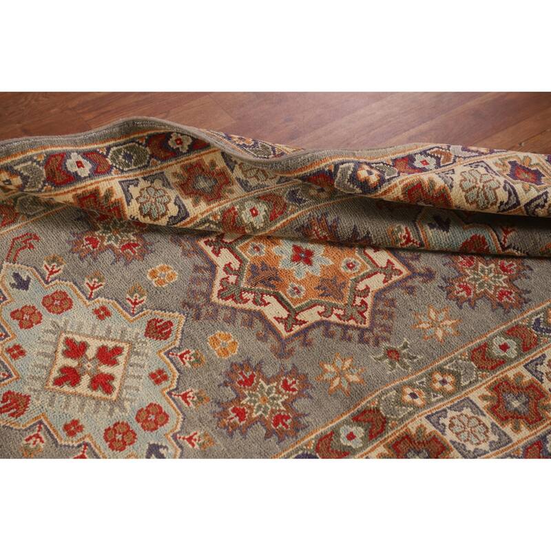 Traditional Kazak Oriental Accent Rug Hand-Knotted Wool Carpet - 3'4"x 4'9"