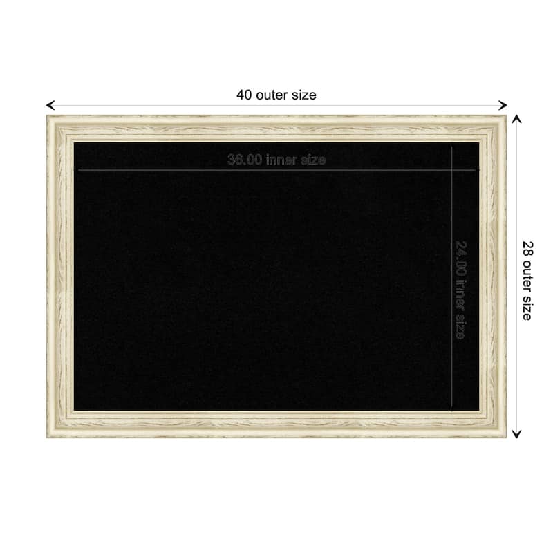 Country White Wash Wood Framed Black Corkboard Bulletin Board - Board Size 36x24