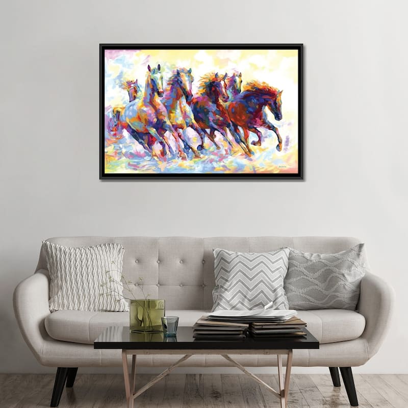 iCanvas "Wild Horses Running" by Leon Devenice Framed Canvas Print