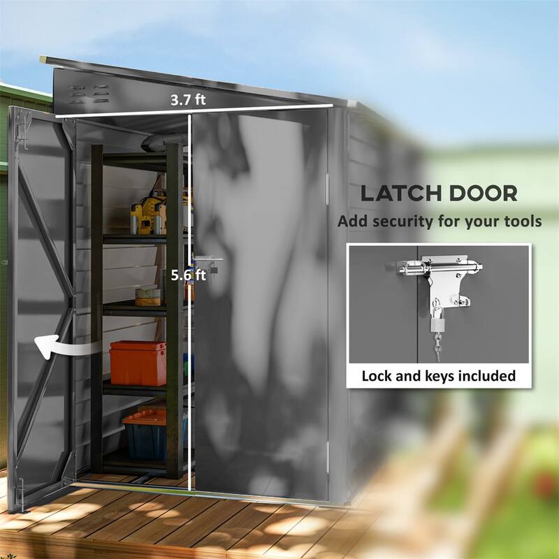 Outdoor Garden Shed With Double Doors Steel Frame And Ventilation