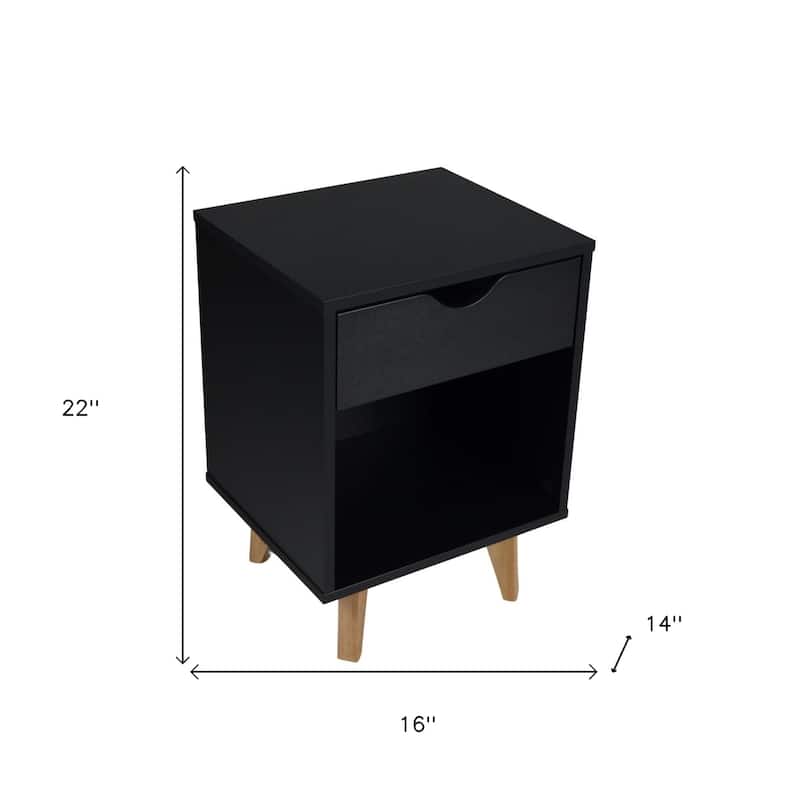 24-Inch Wood 2-Drawer Nightstand Modern Bedside or End Table with Storage