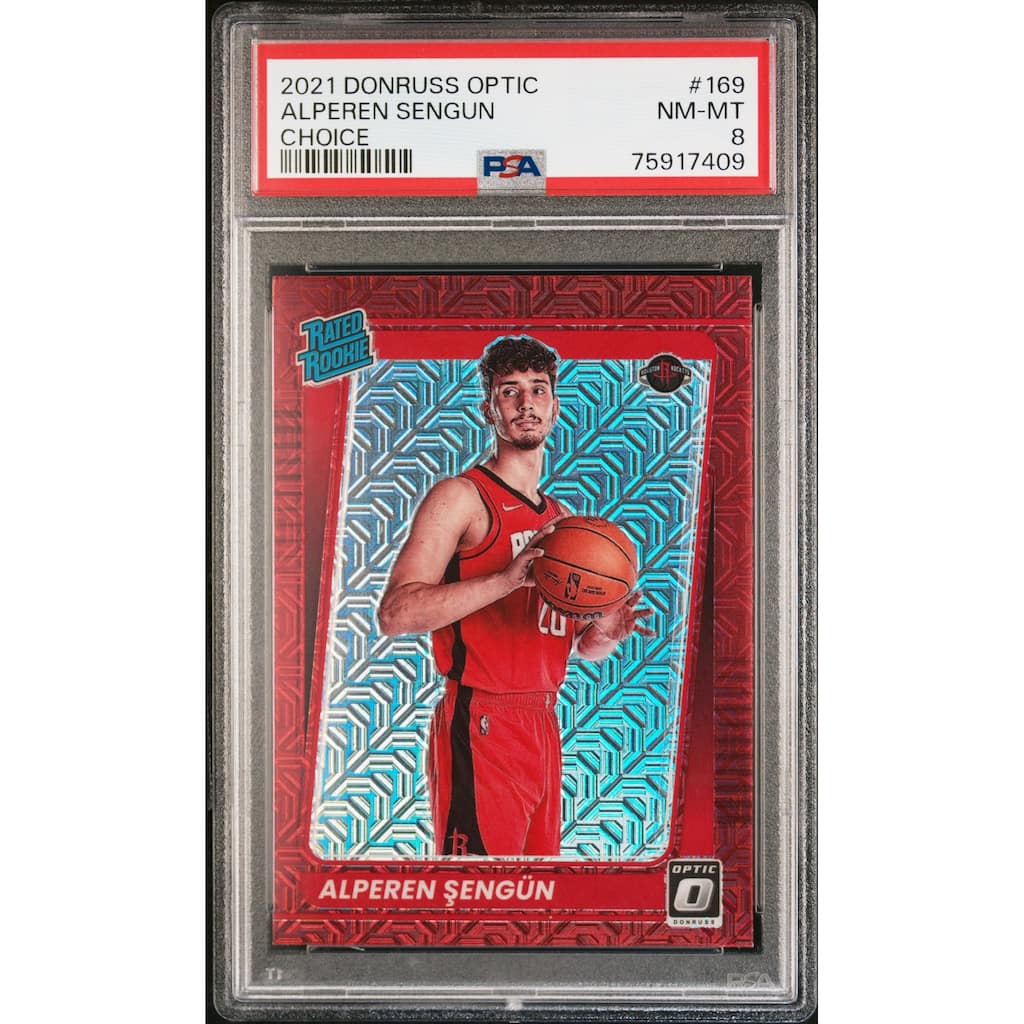 Alpheren Sengun 2021 Donruss Optic Choice Red Rookie Card #169 Graded PSA 8 - 8'6" x 11'6"