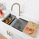 preview thumbnail 1 of 7, Composite Granite Dual-Mount 30" Double-Bowl kitchen Sink - 30" x 18" x 9.50" White