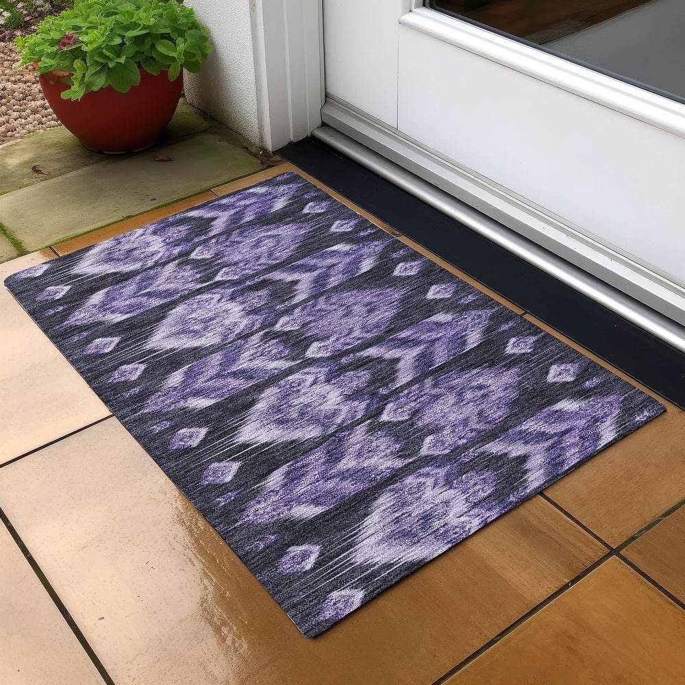 Machine Washable Indoor/ Outdoor Chantille Abstract Boho Rug