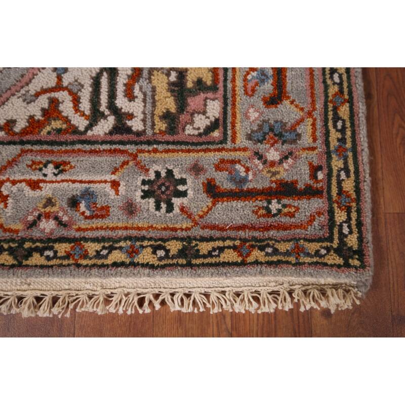 Gray Geometric Heriz Serapi Oriental Accent Rug Handmade Wool Carpet - 2'10"x 5'5"