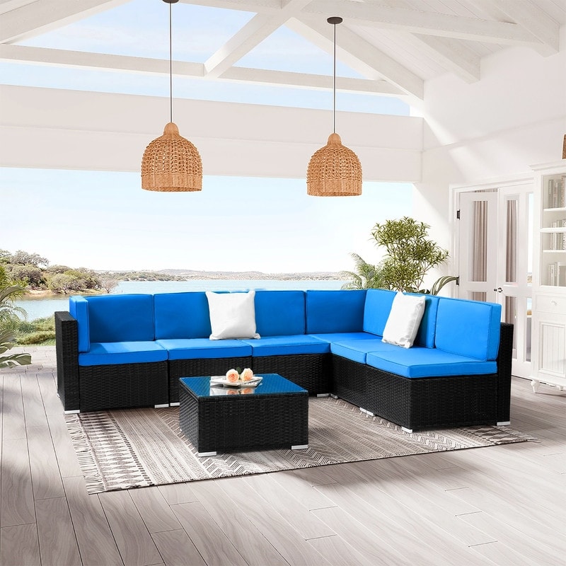 Gereja PE Rattan 7-piece Outdoor Sectional Sofa Set by Havenside Home