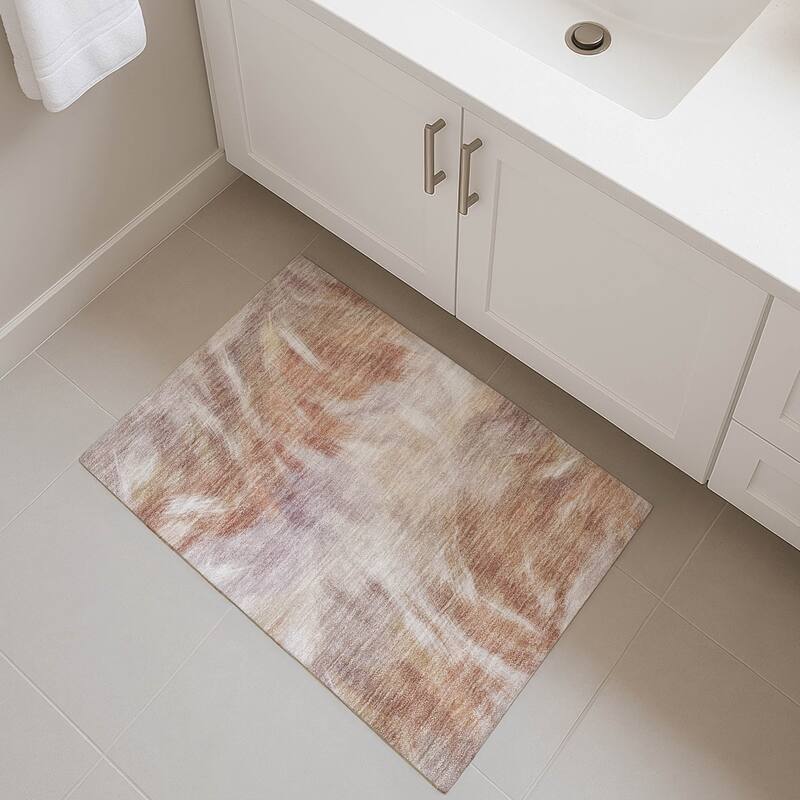 Premium Washable Super Soft Contemporary Blur Mayfield Rug - Copper - 1'8" x 2'6"