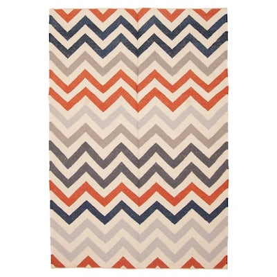 ECARPETGALLERY Flat-Weave Ankara FW Cream Wool Kilim - 5'3 x 7'7
