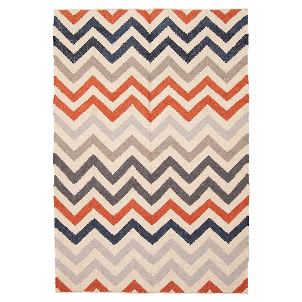 ECARPETGALLERY Flat-Weave Ankara FW Cream Wool Kilim - 5'3 x 7'7