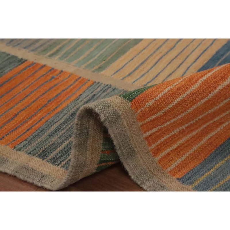 Hand Woven Oriental 100% Wool Carpet Southwestern Modern Multi-Colored Kilim Area Rug - 6' 10'' X 5' 0''