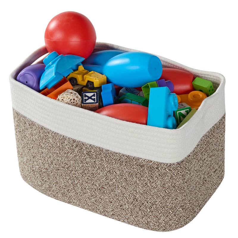 VECELO Large Round/Rectangle Blanket Storage Baskets,Toy Storage Organizing with Handle