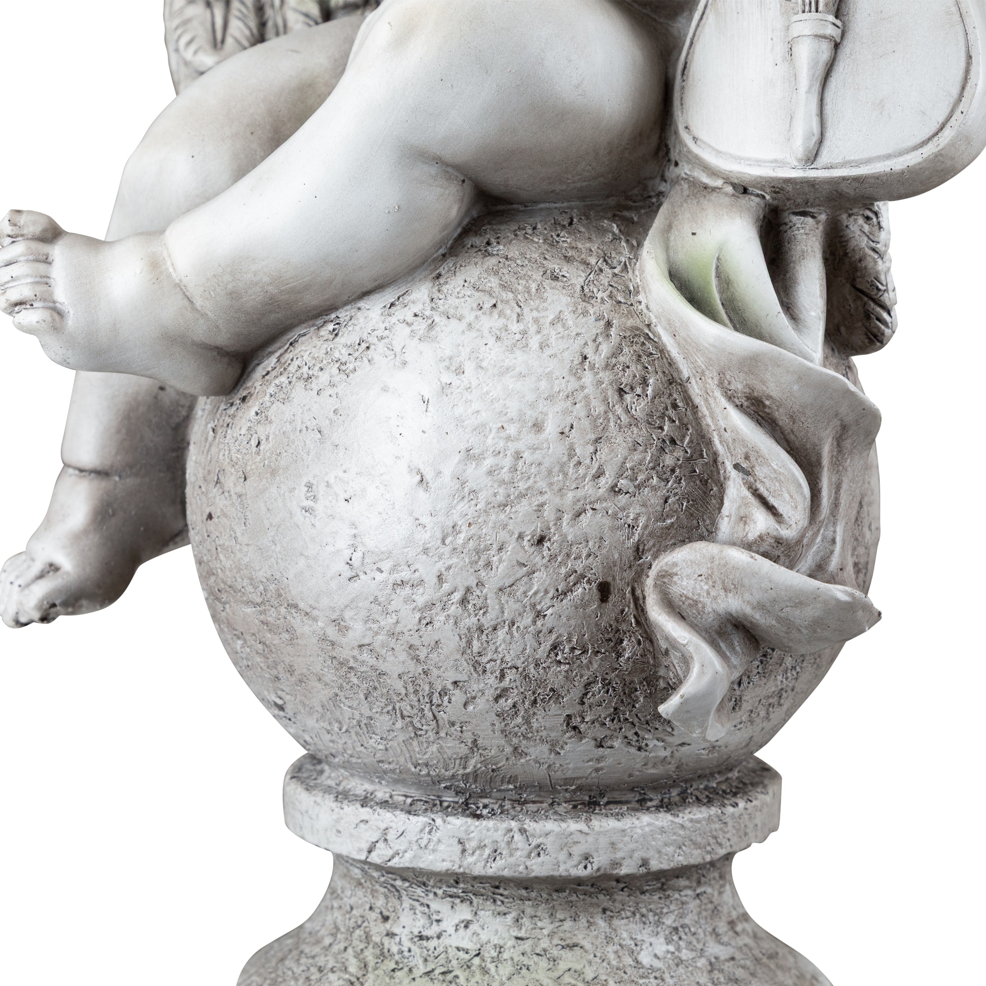 Northlight Set of 2 Cherub Angels with Instruments Sitting On Finials Outdoor Garden Statues 14.75\, image size:2000x2000